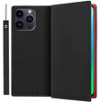 Откидной чехол для iPhone 14 Pro Max, Litchi Skin Grain, чёрный