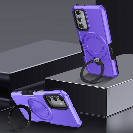 Чехол до Samsung Galaxy A15 5G, Kickstand Ring, чёрный + стекло 9H