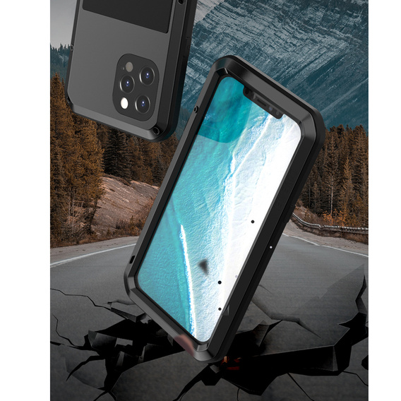 Чoхол Love Mei до iPhone 12 Pro Max, armored with glass, чорний