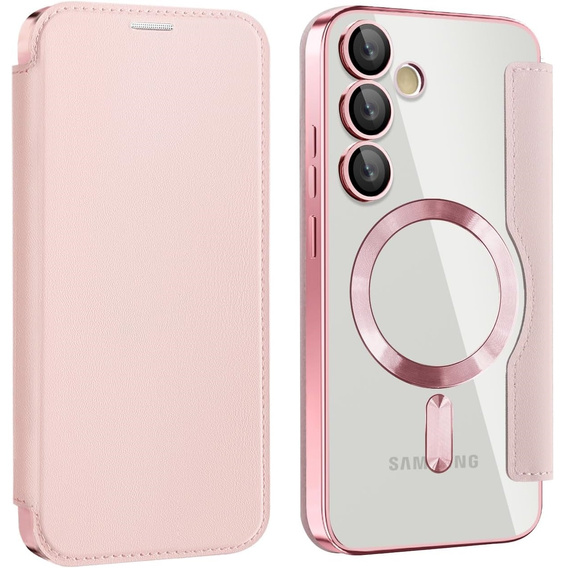 Чохол-книжка для Samsung Galaxy S25 FE, RFID Wallet MagSafe CamShield, рожевий