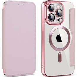Откидной чехол для iPhone 14 Pro, RFID Wallet MagSafe CamShield, розовый