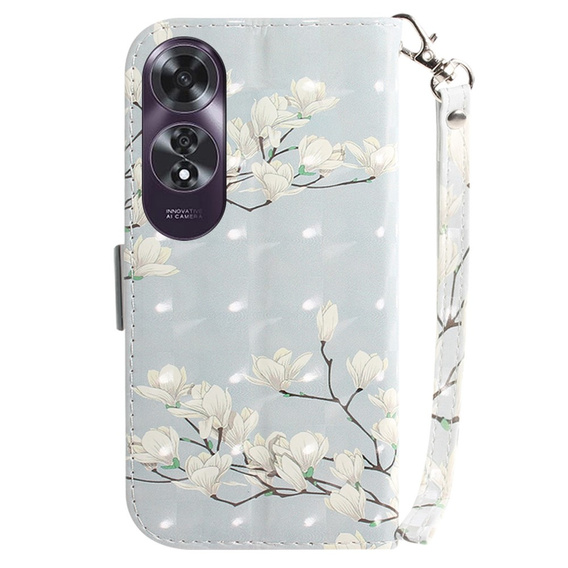 Чохол-книжка для Oppo A60, Wallet, Magnolia Flowers сірий