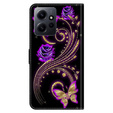 Откидной чехол для Xiaomi Redmi Note 12 4G, Wallet, flowers & butterfly, белый