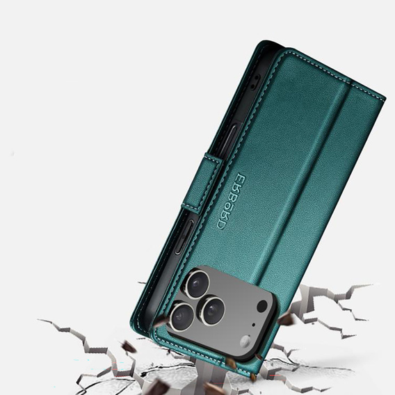 ERBORD Glossy Litchi - чехол-кошелек с клапаном для iPhone 17 Pro Max