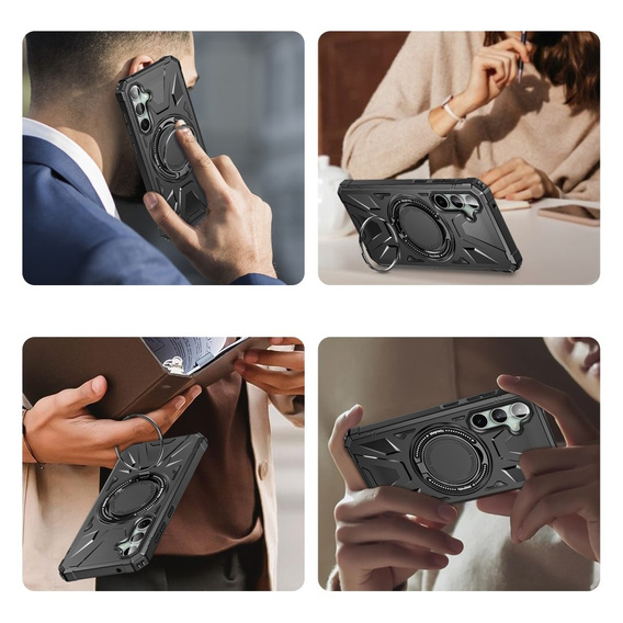 Чохол для Samsung Galaxy S23 FE, броньований з підставкою та ручкою, чорний