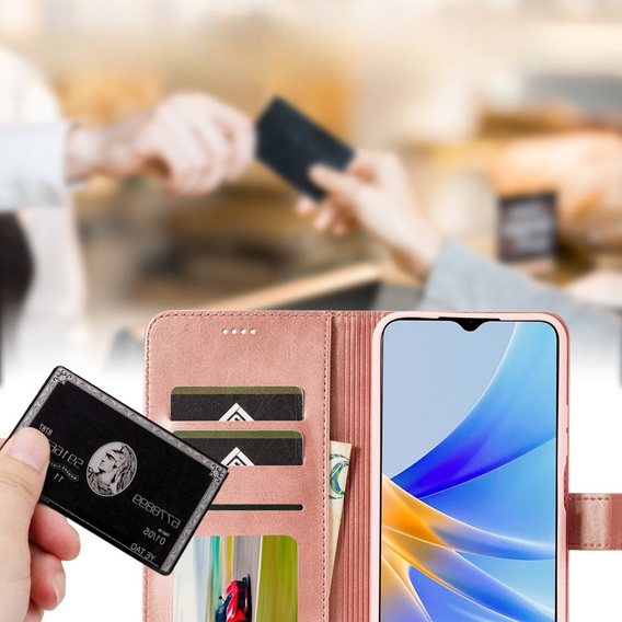 Чохол-книжка для Oppo A17, LC.IMEEKE, рожевий rose gold