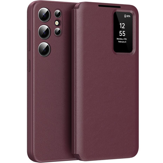 Флип-кейс для Samsung Galaxy S25 Ultra, Smart View Wallet, бордовый
