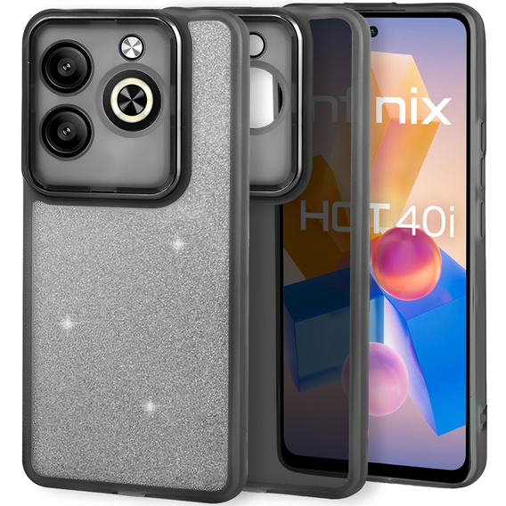 Чoхол до Infinix Hot 40i, Glittery Powder, чорний
