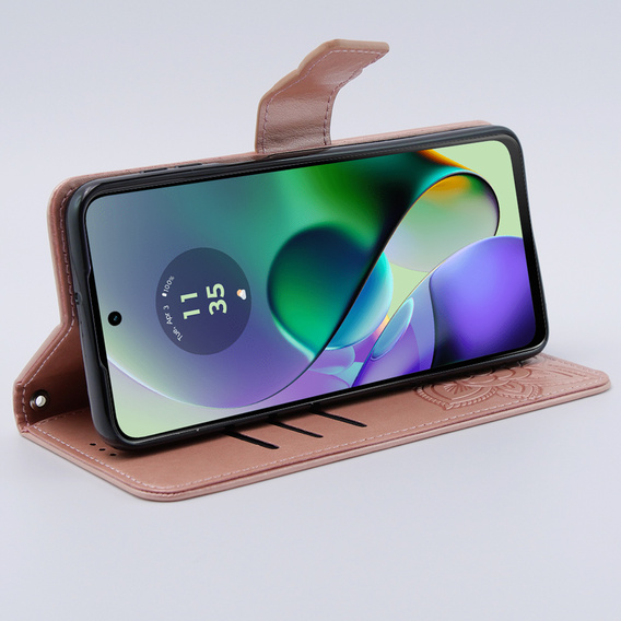 Чохол-книжка для Motorola Moto G54 5G, Butterfly, рожевий rose gold
