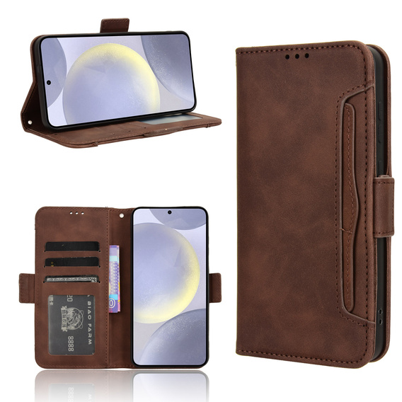 Откидной чехол для Samsung Galaxy S25 FE, Card Slot, коричневый