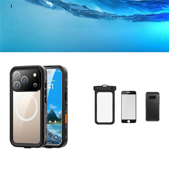 Чохол для iPhone 17 Pro, водонепроникний IP68, SHELLBOX MagSafe, чорний