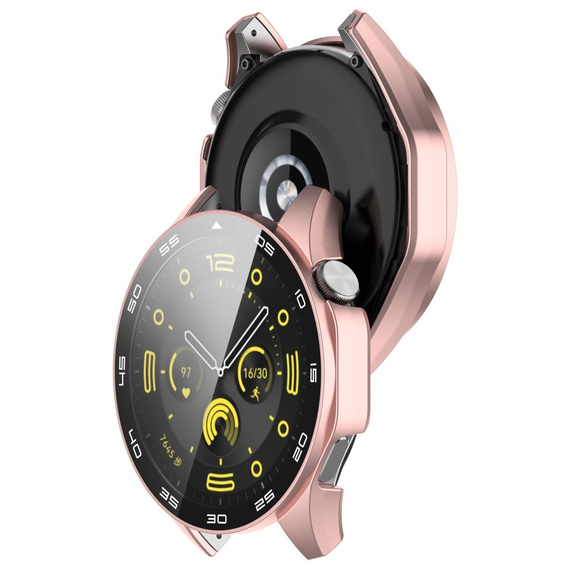 Чехол 2 в 1 + закаленное стекло для Huawei Watch GT 4 46mm, розовый rose gold