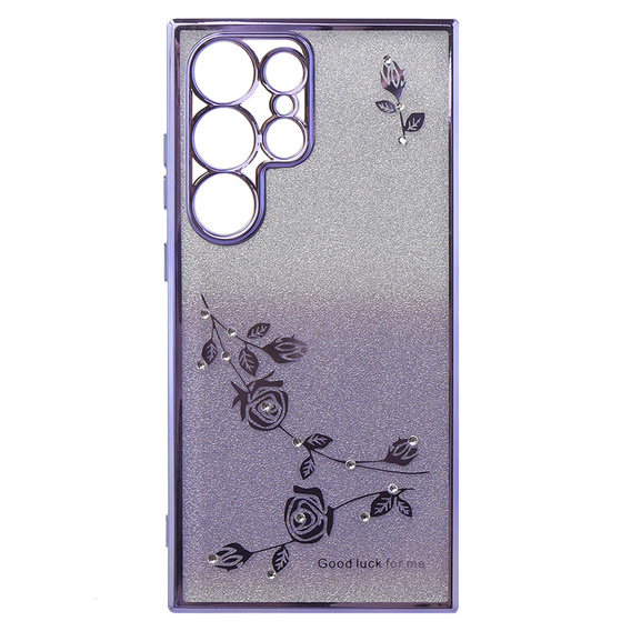 Чохол для Samsung Galaxy S24 Ultra, Glitter Flower, фіолетовий