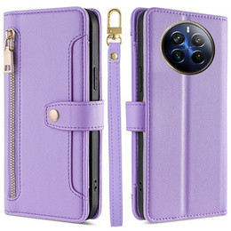 Откидной чехол для Realme 12 Pro 5G / 12 Pro+ 5G, Wallet Zipper Pocket, фиолетовый
