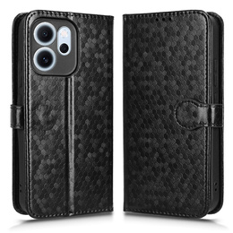 Чехол с откидной крышкой для Oppo Reno 14F, Wallet Rhombus, черный
