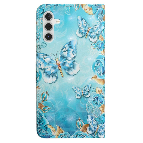 Откидной чехол для Samsung Galaxy A05s, Wallet, Blue Gold Butterflies, синий