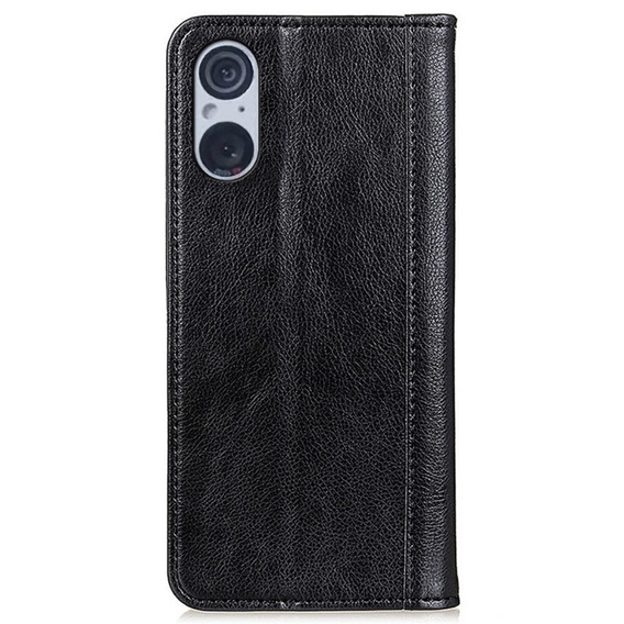 Чехол до Sony Xperia 5 V, Wallet Litchi Leather, чёрный