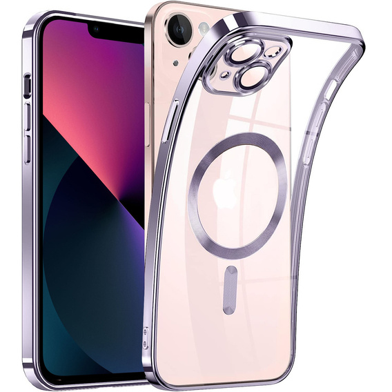 Чехол для iPhone 13, Electro MagSafe, фиолетовый + стекло для экрана