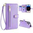 Чохол-книжка для iPhone 14 Pro, Wallet Zipper Pocket, фіолетовий