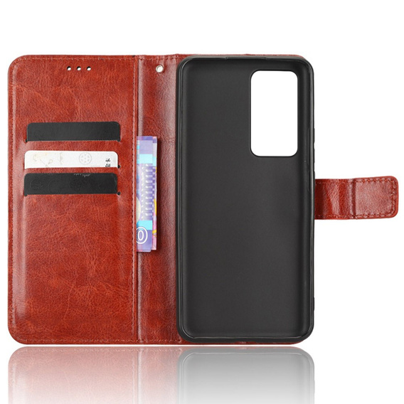 Футляр з клапаном для Xiaomi 12T / 12T Pro, Crazy Horse Wallet, коричневий