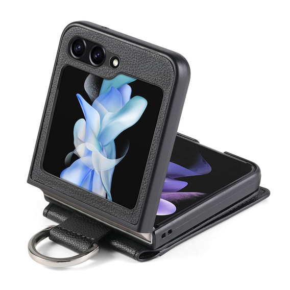 Чохол для Samsung Galaxy Z Flip7 FE / Z Flip6, Card Slot Ring Case, чорний
