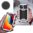 Чехол для iPhone 14 Plus, R-JUST CamShield Slide, бронированный, серебряный / черный
