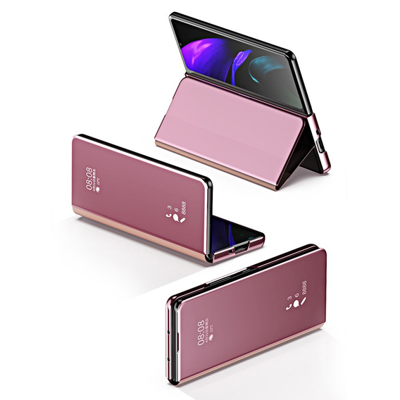 Чoхол до Samsung Galaxy Z Fold3 5G, Clear View, рожевий rose gold
