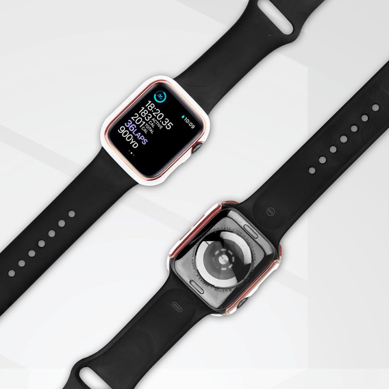 2в1 чехол и защитное стекло для часов Apple Watch 4/5/6/SE 44mm, White / Gold