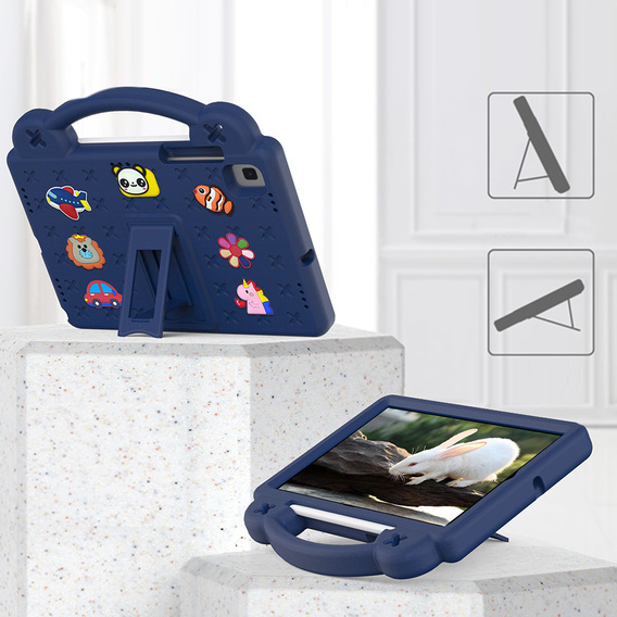Детский чехол для Samsung Galaxy Tab S6 Lite 10.4 2020/2022 / Tab A7 2020 T500 / T505 / Tab S6 T860/T865, Cute Patterns, с подставкой, темно-синий