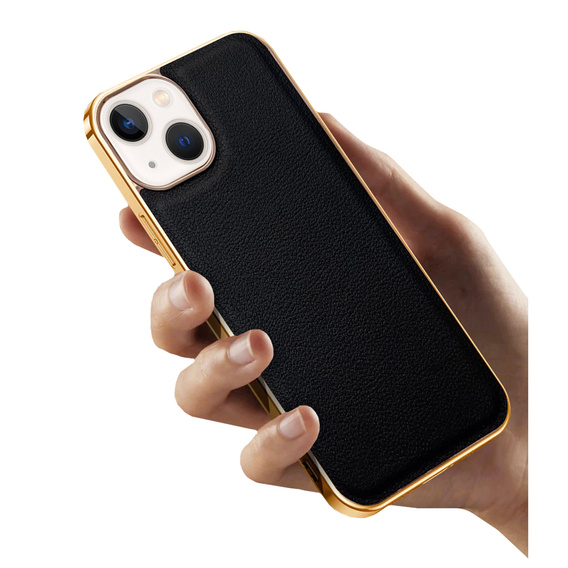 Чoхол до iPhone 14 Plus, Cowhide Leather, чорний