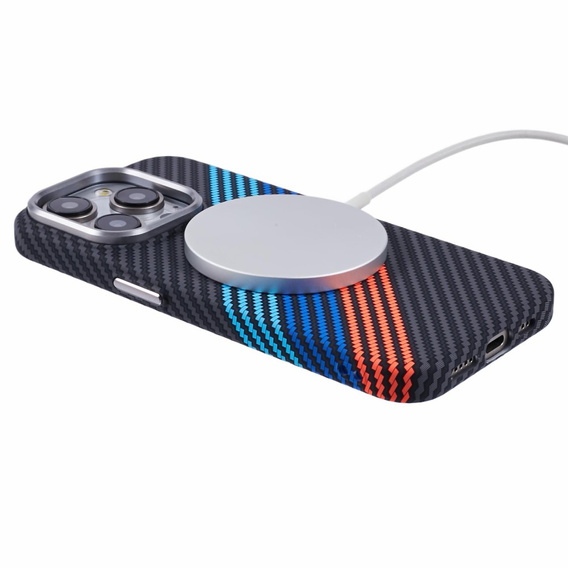 Чехол для iPhone 13 Pro, Carbon Fiber MagSafe, темно-синий