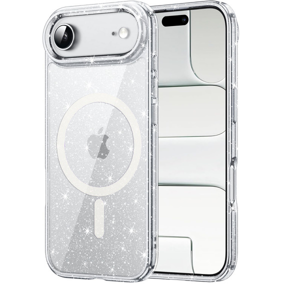 Чехол для iPhone Air, для MagSafe, глиттер, прозрачный