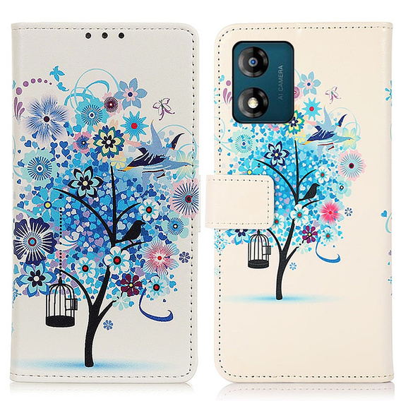 Откидной чехол для Motorola Moto E13, Wallet Tree, синий