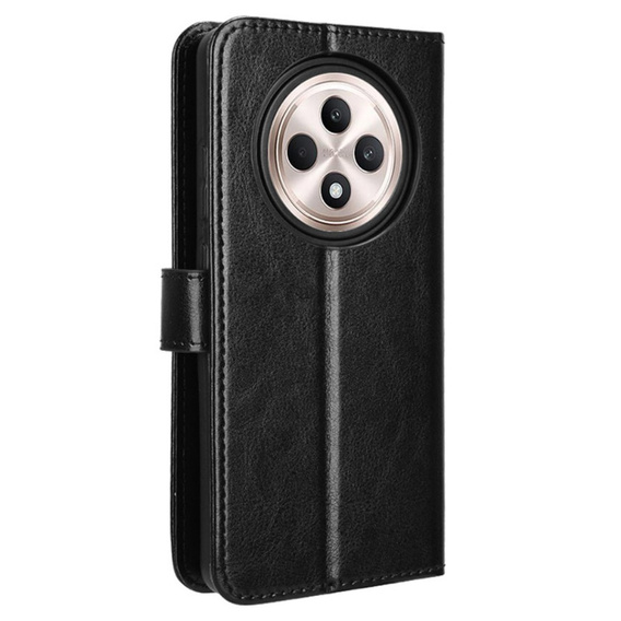 Футляр з клапаном для Oppo Reno 12FS / 12F, Crazy Horse Wallet, чорний