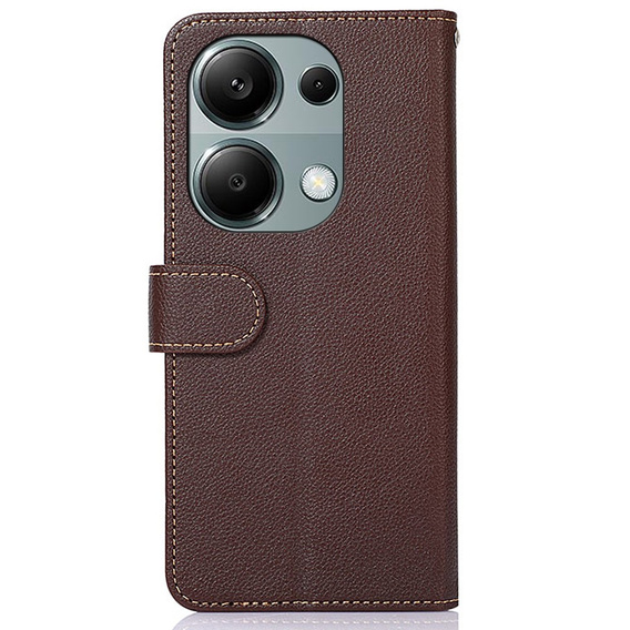 Чохол-фліп для Xiaomi Redmi Note 13 Pro 4G / Xiaomi Redmi Note 14S / Xiaomi Poco M6 Pro 4G, KHAZNEH RFID, коричневий / синій