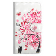 Откидной чехол для Huawei P30 Lite, Wallet, cat & tree, белый