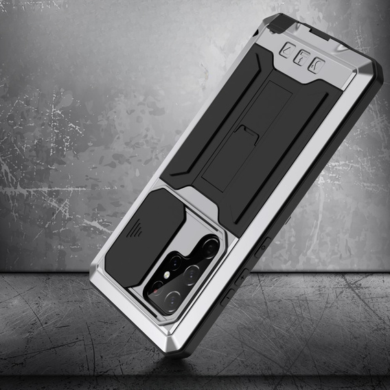 Броньований чохол для Samsung Galaxy S22 Ultra, R-JUST CamShield Slide, сріблястий