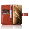 Откидной чехол для Xiaomi Poco F7 Ultra, Crazy Horse Wallet, коричневый