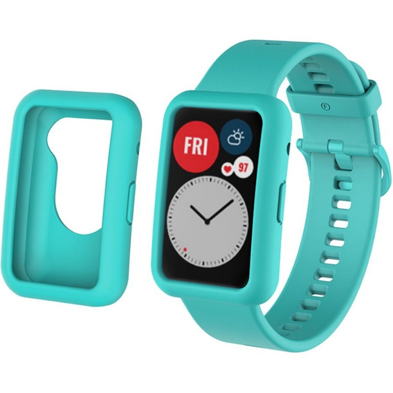 Прозорий ремінець з футляром до Huawei Watch Fit, Cyan
