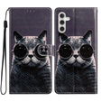 Откидной чехол для Samsung Galaxy A25 5G, Wallet, Cat, чёрный+ 9H стекло