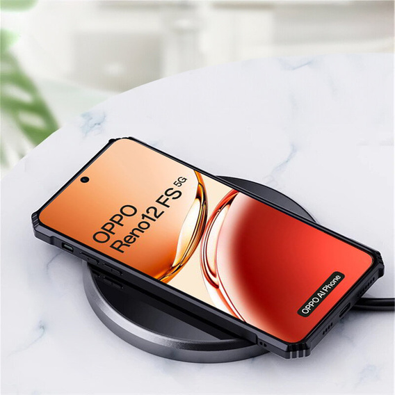 Чехол для Oppo Reno 12F / 12S, с магнитной пластиной, прозрачный / черный