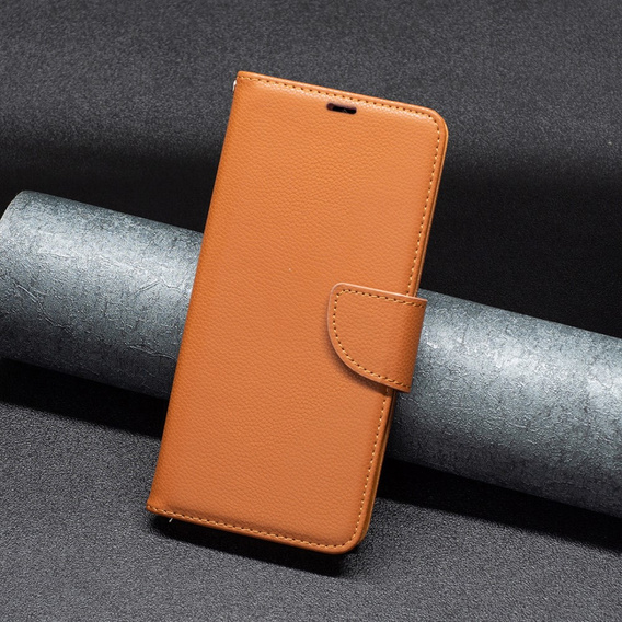 Чохол-книжка для Samsung Galaxy A15, Wallet Litchi Leather, коричневий + скло 9H 