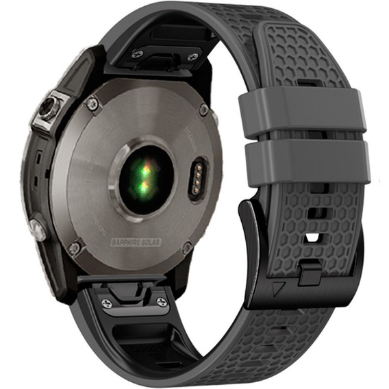 Силиконовый ремешок для Garmin Fenix 7 / Forerunner 965 / 955 / 945 / 935, серый / черный