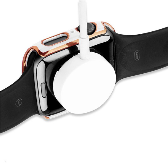 2в1 чехол и защитное стекло для часов Apple Watch 7/8 45mm - White / Gold