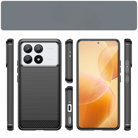 Чехол до Xiaomi Poco F6 Pro, Carbon, чёрный