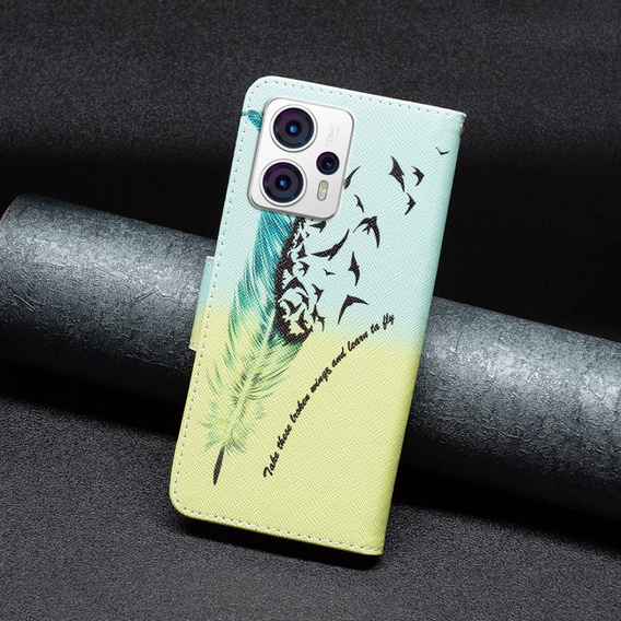 Откидной чехол для Motorola Moto G53 5G / G23 / G13, Wallet, feather, синий