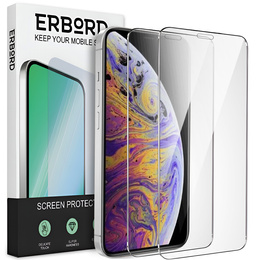 2x Загартоване скло для iPhone X/XS, ERBORD 9H Hard Glass на екрані