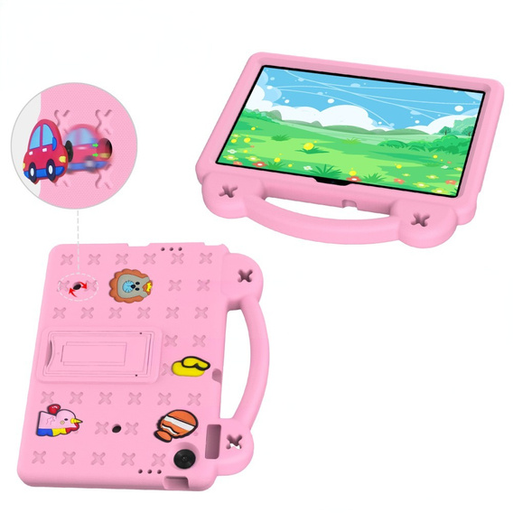 Детский чехол для Lenovo Tab TB311FU, Cute Patterns, с подставкой, розовый