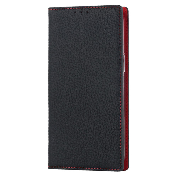 Откидной чехол для iPhone 15, Litchi Skin Grain, чёрный