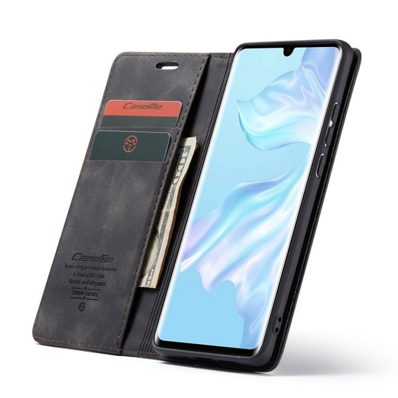 Чехол CASEME для Huawei P30 Pro, Leather Wallet Case, чёрный
